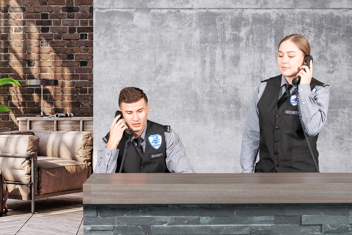 Legacy concierge guards attending the phone calls