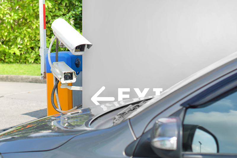 Cameras at car access control gate